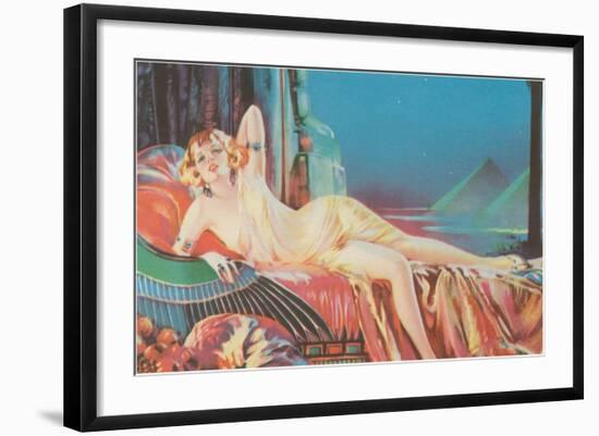 Blonde Vamp Lounging by Pyramids-null-Framed Art Print