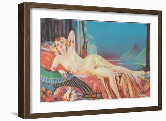 Blonde Vamp Lounging by Pyramids-null-Framed Art Print