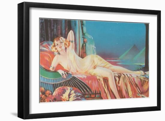 Blonde Vamp Lounging by Pyramids-null-Framed Art Print