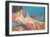 Blonde Vamp Lounging by Pyramids-null-Framed Art Print