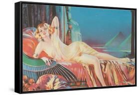 Blonde Vamp Lounging by Pyramids-null-Framed Stretched Canvas