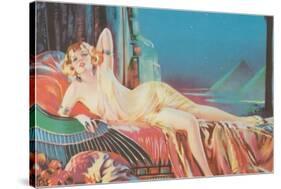 Blonde Vamp Lounging by Pyramids-null-Stretched Canvas