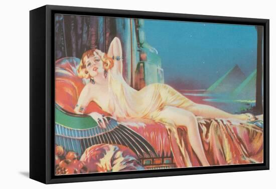 Blonde Vamp Lounging by Pyramids-null-Framed Stretched Canvas
