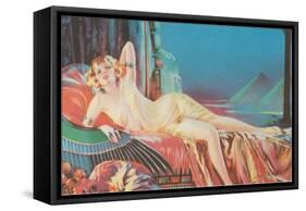 Blonde Vamp Lounging by Pyramids-null-Framed Stretched Canvas