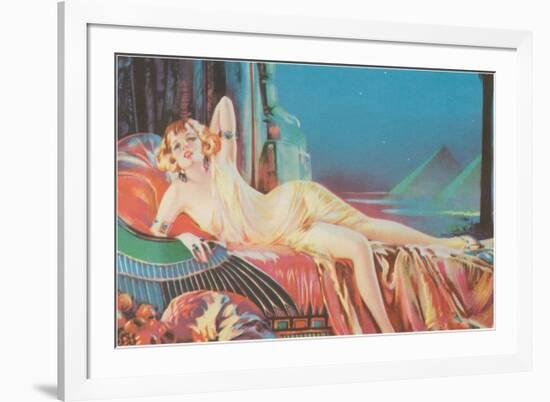 Blonde Vamp Lounging by Pyramids-null-Framed Art Print