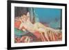 Blonde Vamp Lounging by Pyramids-null-Framed Art Print