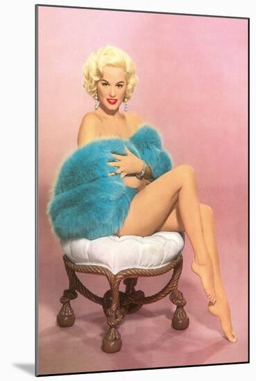 Blonde with Blue Fur-null-Mounted Art Print
