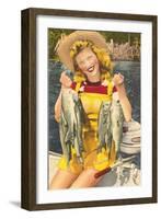 Blonde with Fish-null-Framed Art Print