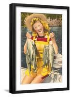 Blonde with Fish-null-Framed Art Print