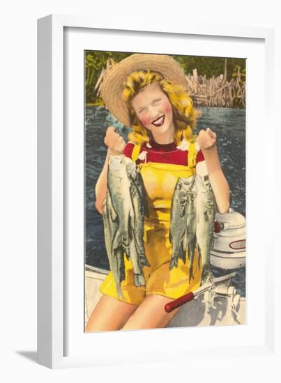 Blonde with Fish-null-Framed Art Print