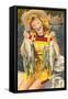 Blonde with Fish-null-Framed Stretched Canvas