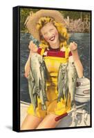 Blonde with Fish-null-Framed Stretched Canvas