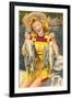 Blonde with Fish-null-Framed Art Print