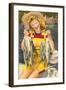 Blonde with Fish-null-Framed Art Print