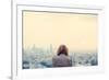 Blonde Woman at a Rooftop with Pretty View-Rawpixel com-Framed Photographic Print