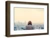 Blonde Woman at a Rooftop with Pretty View-Rawpixel com-Framed Photographic Print