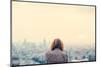 Blonde Woman at a Rooftop with Pretty View-Rawpixel com-Mounted Photographic Print