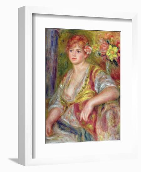 Blonde Woman with a Rose, c.1915-17-Pierre-Auguste Renoir-Framed Giclee Print