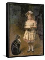 Blondes Maedchen Mit Katze-Otto Grashof-Framed Stretched Canvas