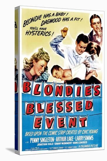 Blondie's Blessed Event, Penny Singleton, Arthur Lake, Daisy, Larry Simms, 1942-null-Stretched Canvas