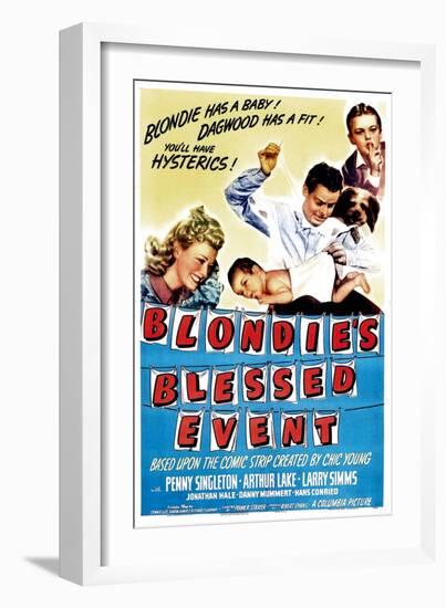 Blondie's Blessed Event, Penny Singleton, Arthur Lake, Daisy, Larry Simms, 1942-null-Framed Art Print