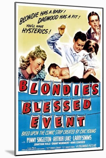Blondie's Blessed Event, Penny Singleton, Arthur Lake, Daisy, Larry Simms, 1942-null-Mounted Art Print