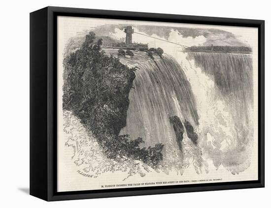 Blondin' Crosses Niagara Falls (With His Agent on His Back!)-null-Framed Stretched Canvas