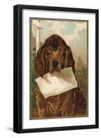 Bloodhound Holding Blank Paper in its Mouth-null-Framed Art Print