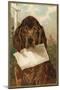 Bloodhound Holding Blank Paper in its Mouth-null-Mounted Art Print