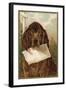 Bloodhound Holding Blank Paper in its Mouth-null-Framed Art Print