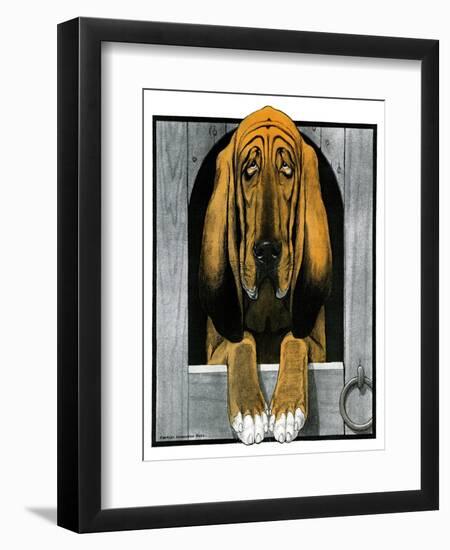 Bloodhound in Doghouse-Paul Bransom-Framed Giclee Print