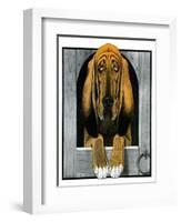 Bloodhound in Doghouse-Paul Bransom-Framed Giclee Print