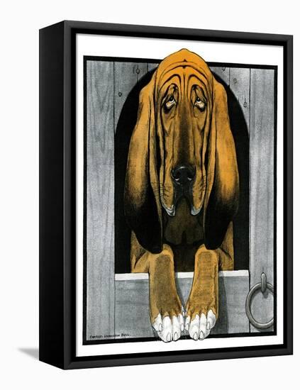 Bloodhound in Doghouse-Paul Bransom-Framed Stretched Canvas