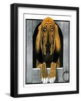 Bloodhound in Doghouse-Paul Bransom-Framed Giclee Print