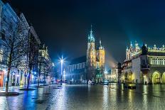 Poland, Krakow. Market Square at Night.-bloodua-Framed Photographic Print