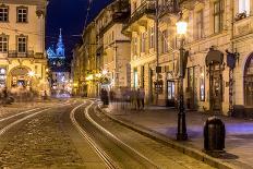 Poland, Krakow. Market Square at Night.-bloodua-Framed Photographic Print