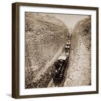 Bloomer Cut near Auburn, California, 800 feet long and 63 feet high, 1866-1869-Alfred A^ Hart-Framed Art Print