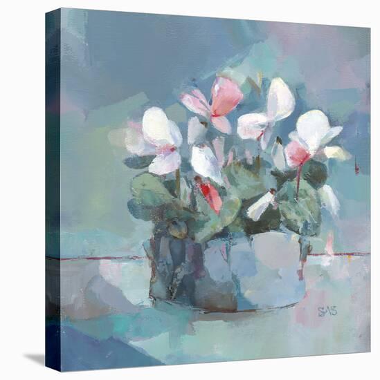 Blooming Cyclamens-Sarah Simpson-Stretched Canvas