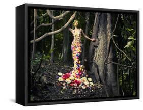 Blooming Gorgeous Lady In A Dress Of Flowers In The Rainforest-George Mayer-Framed Stretched Canvas