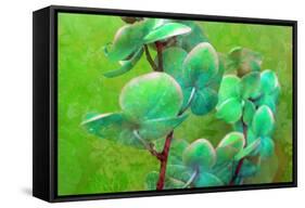 Blooming Orchids in Green Tones on Green Floral Ornament Backgound-Alaya Gadeh-Framed Stretched Canvas