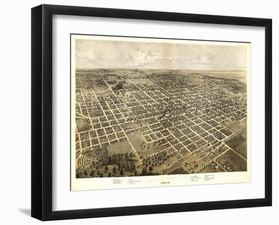 Bloomington, Illinois - Panoramic Map-Lantern Press-Framed Art Print