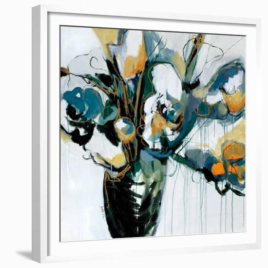 Blooms in Shamrock Grey-Angela Maritz-Framed Giclee Print