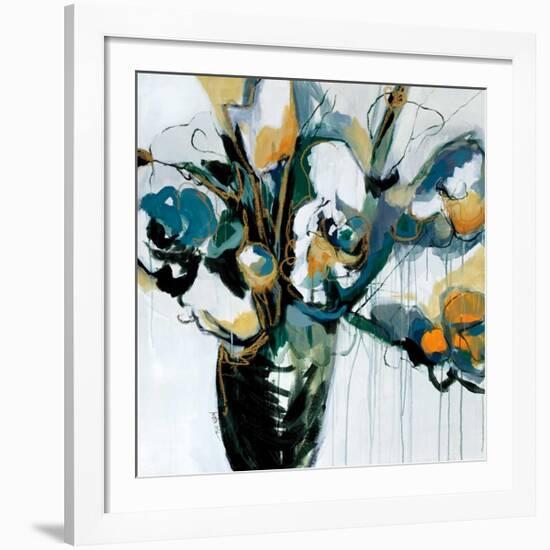 Blooms in Shamrock Grey-Angela Maritz-Framed Art Print