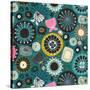 Blooms Teal Sq-Sharon Turner-Stretched Canvas