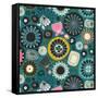 Blooms Teal Sq-Sharon Turner-Framed Stretched Canvas