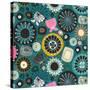 Blooms Teal Sq-Sharon Turner-Stretched Canvas