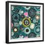 Blooms Teal Sq-Sharon Turner-Framed Art Print