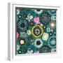 Blooms Teal Sq-Sharon Turner-Framed Art Print