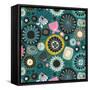 Blooms Teal Sq-Sharon Turner-Framed Stretched Canvas