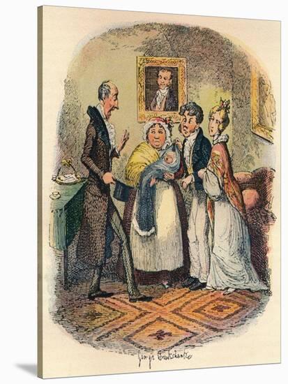 Bloomsbury Christening, C1900-George Cruikshank-Stretched Canvas